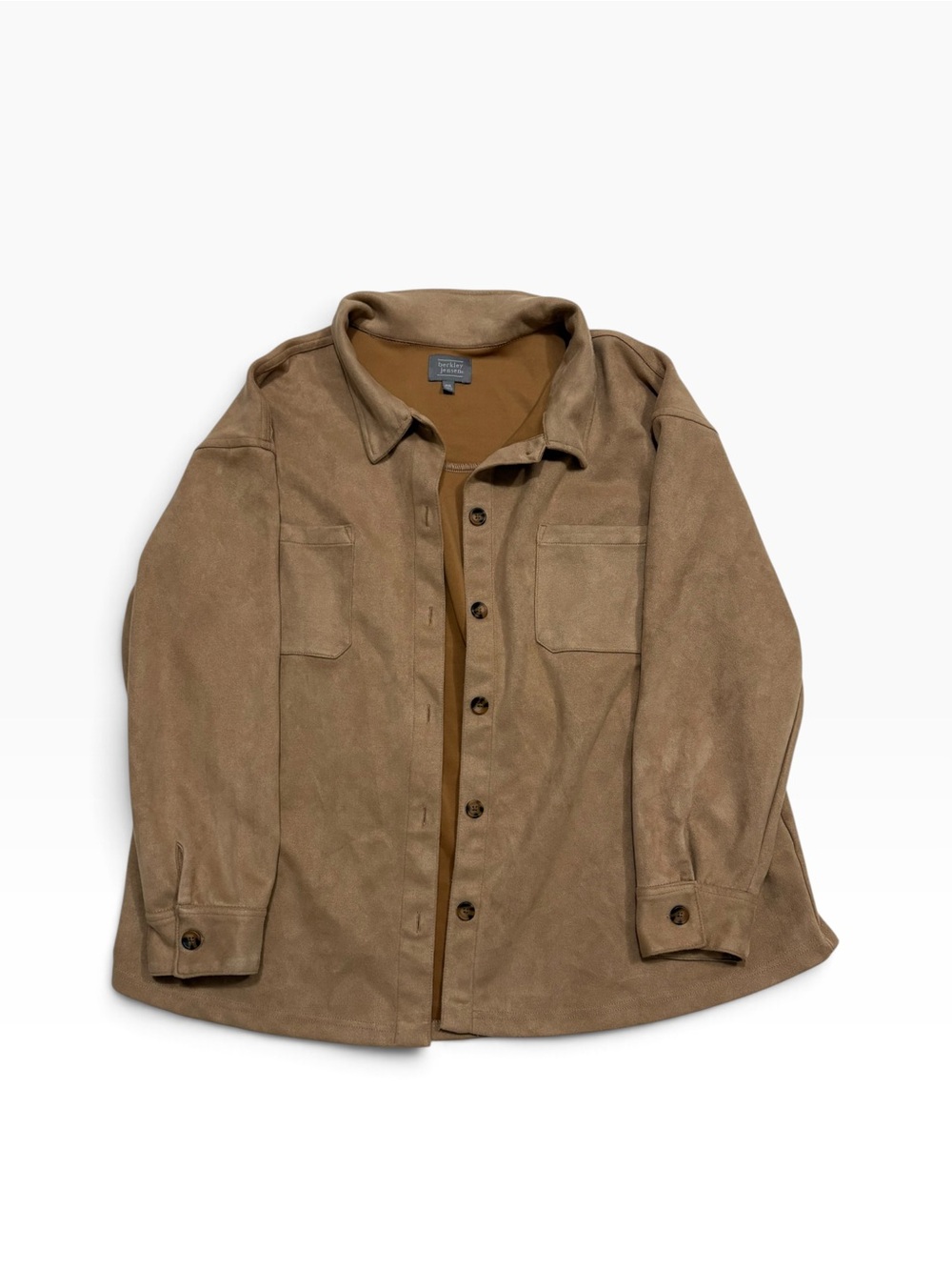 Barkley Jensen Mens Suede Button-Up Shacket in Brown